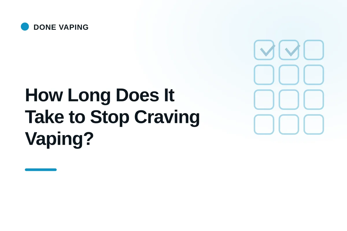 Person sitting on a couch in the evening looking at a clock and calendar, riding out a vape craving without a device in hand